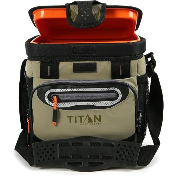 9 can zipperless cooler bag hardbody insulated lunch tote with shoulder strap - Picture 1 of 7